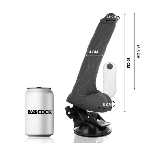 BASECOCK Pilotowany Wibrator Czarny 19cm x 4cm TPE z Pilotem