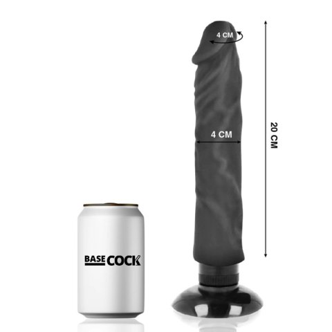 BASECOCK Wibrator Czarny 2w1 Anatomiczny 20 cm TPE z Przyssawką