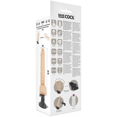 Basecock Wibrator Zdalnie Sterowany 19,5 cm z Podstawą Przyssawką TPE