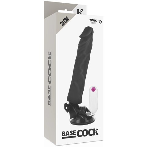 Basecock model pilot czarny 21 cm - wibrator z pilotem przewodowym TPE