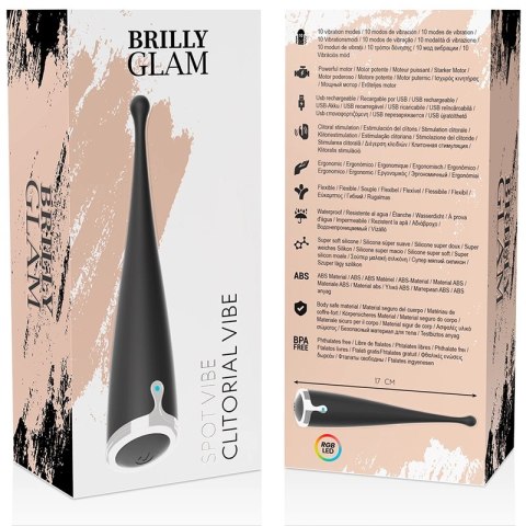 Brilly Glam Spot Vibe Czarny - Silikonowy Masażer Precyzyjny 17 cm