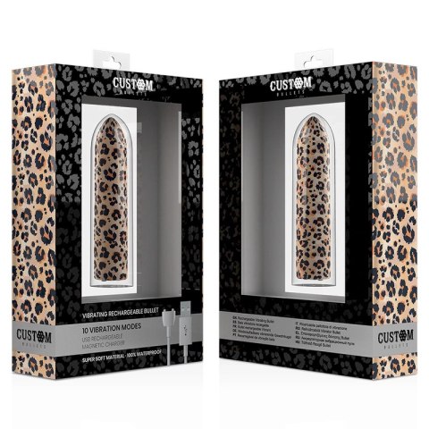 CalExotics Custom Bullets Leopard - mini masażer 10 trybow, magnetyczny
