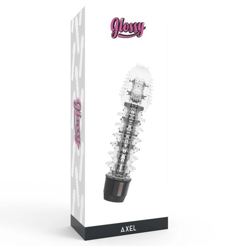 Glossy Axel Black - wibrujący system intymny TPE 14 cm wodoodporny
