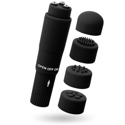Glossy Kurt Mini Masażer Czarny 4 Końcowki ABS Wodoodporny 10,7cm