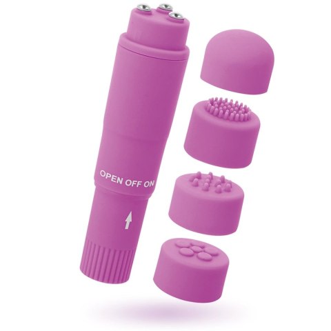 Glossy Kurt Mini Masażer Kieszonkowy Fioletowy 4 wymienne końcowki ABS