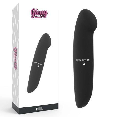 Glossy PHIL Czarny - kompaktowy stymulator wodoodporny 13 cm ABS