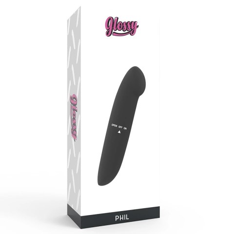 Glossy PHIL Czarny - kompaktowy stymulator wodoodporny 13 cm ABS