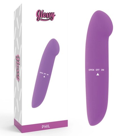 Glossy Phil fioletowy - kompaktowy masażer wodoodporny 13 cm ABS