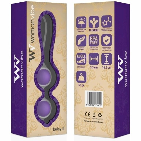 Womanvibe Keisy II - silikonowe kulki do ćwiczeń mięśni dna miednicy, 65 g