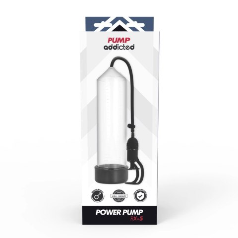Pump Addicted RX5 Transparent - Pompka prożniowa, 23 cm, ABS+Silikon