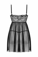 Obsessive Lieve babydoll z koronką i stringi czarne S/M
