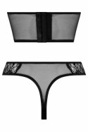 Obsessive Tiara gorset open cup i stringi, czarny, koronka, S/M