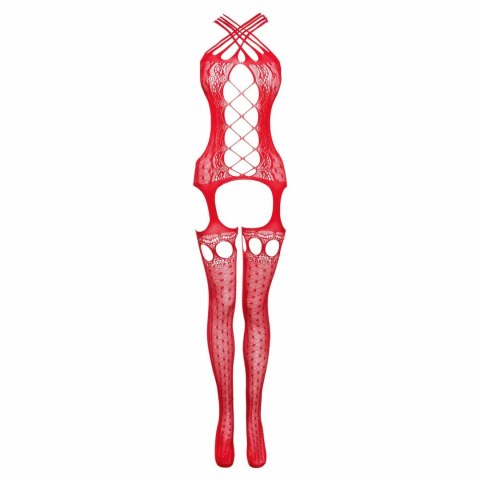 Passion Jasmina Bodystocking Czerwony - Elastyczny Stroj z Szelkami Passion Jasmina Bodystocking Czerwony - Elastyczny Stroj z Szelkami