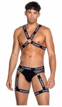 Playboy Lingerie Mens Dark Room Set - Czarny Komplet z Szelkami