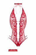 Renee Body Open-Crotch Czerwony - elastyczny komplet bielizny
