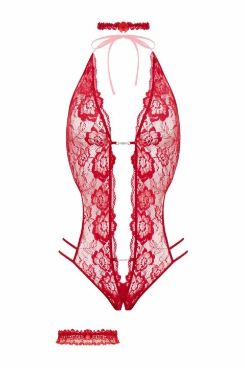 Renee Body Open-Crotch Czerwony - elastyczny komplet bielizny Renee Body Open-Crotch Czerwony - elastyczny komplet bielizny
