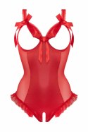 Rimba Mistique Body Wetlook Czerwony z Otwartą Gorą i Siateczką