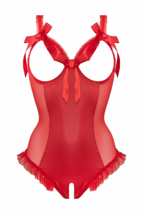Rimba Mistique Body Wetlook Czerwony z Otwartą Gorą i Siateczką Rimba Mistique Body Wetlook Czerwony z Otwartą Gorą i Siateczką