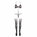 Tease & Please Izabel komplet body bezszwowe czarne z pończochami