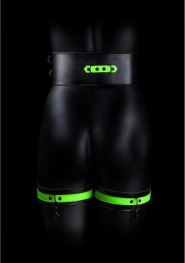 Ouch! Glow in the Dark L/XL - kajdanki na uda z paskiem, fluorescencyjne