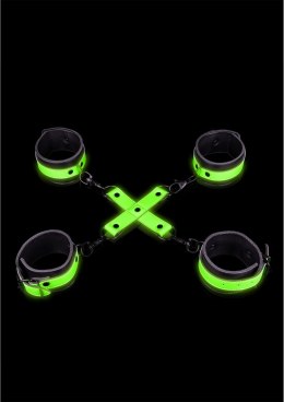 Ouch! Glow in the Dark - Zestaw mankietow na ręce i kostki, fluorescencyjny