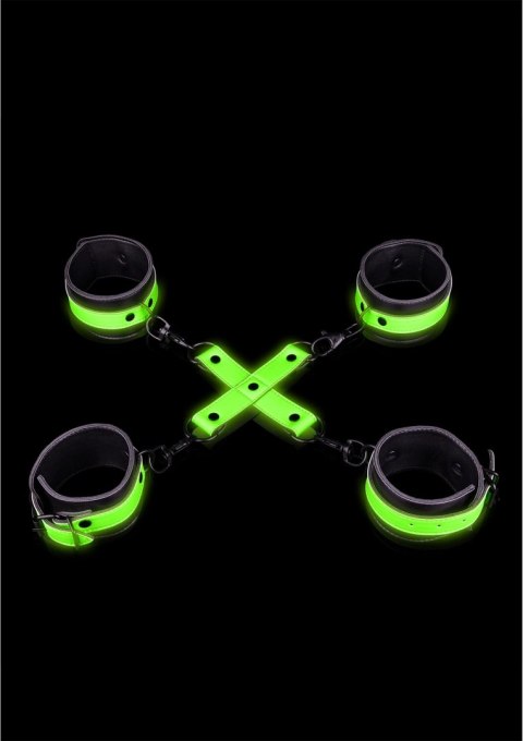 Ouch! Glow in the Dark - Zestaw mankietow na ręce i kostki, fluorescencyjny Ouch! Glow in the Dark - Zestaw mankietow na ręce i kostki, fluorescencyjny