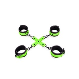 Ouch! Glow in the Dark - Zestaw mankietow na ręce i kostki, fluorescencyjny