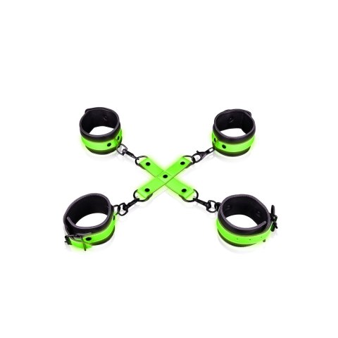 Ouch! Glow in the Dark - Zestaw mankietow na ręce i kostki, fluorescencyjny Ouch! Glow in the Dark - Zestaw mankietow na ręce i kostki, fluorescencyjny