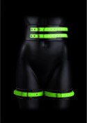 Ouch! Glow in the Dark kajdanki na uda z paskiem S/M, świecące, zielone