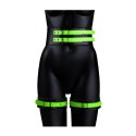 Ouch! Glow in the Dark kajdanki na uda z paskiem S/M, świecące, zielone