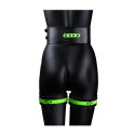 Ouch! Glow in the Dark kajdanki na uda z paskiem S/M, świecące, zielone