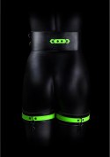 Ouch! Glow in the Dark kajdanki na uda z paskiem S/M, świecące, zielone
