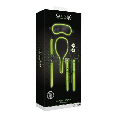 Ouch! Glow in the Dark zestaw do bondage świecący, 5 elementow Ouch! Glow in the Dark zestaw do bondage świecący, 5 elementow