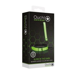 Ouch! Glow in the Dark zestaw obroża i smycz, fluorescencyjna zieleń