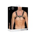 Ouch! Skorzana uprząż z klamrami L/XL - czarna, regulowana