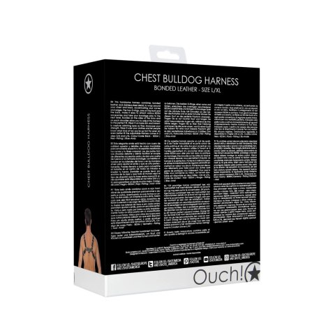 Ouch! Skorzana uprząż z klamrami L/XL - czarna, regulowana Ouch! Skorzana uprząż z klamrami L/XL - czarna, regulowana