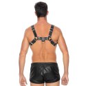 Ouch! Skorzana uprząż z klamrami L/XL - czarna, regulowana
