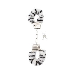 Shots Toys Kajdanki Futrzane Zebra - System Szybkiego Zwolnienia