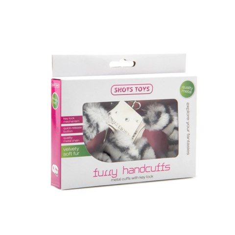 Shots Toys Kajdanki Futrzane Zebra - System Szybkiego Zwolnienia Shots Toys Kajdanki Futrzane Zebra - System Szybkiego Zwolnienia