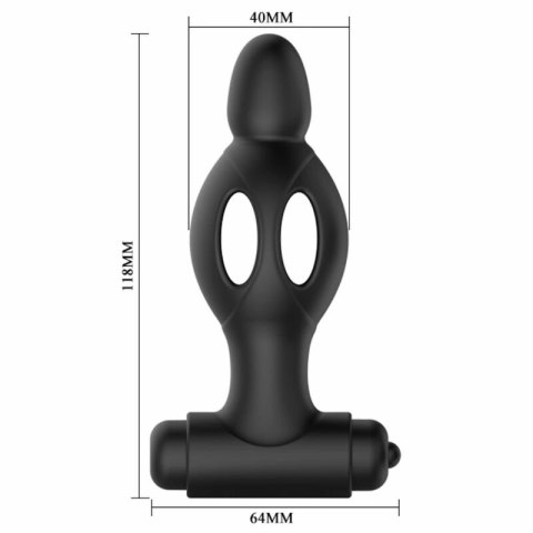 MR PLAY silikonowy korek z wibracją, 10 trybow, czarny, 11,8 cm