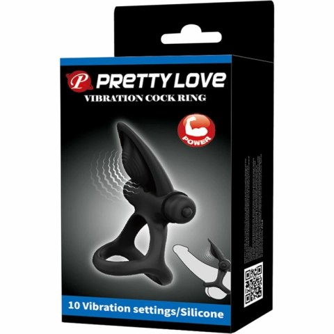 Pretty Love Pierścień Wibrujący 10 Trybow Czarny Silikonowy