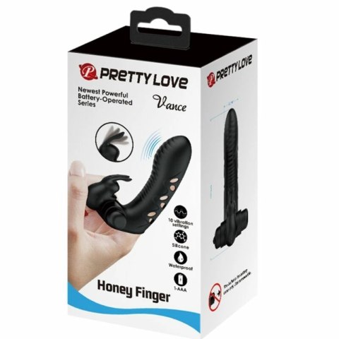 Pretty Love Vance Black - Nakładka wibrująca na palec, czarna