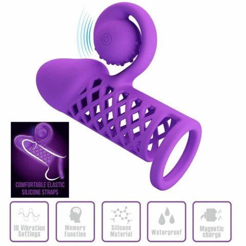Romance Harden fioletowy rękaw silikonowy z funkcją wibracji 10 trybow