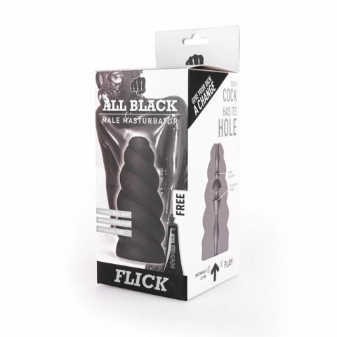 All Black Flick - spiralna maszyna intymna TPR 17 cm czarna