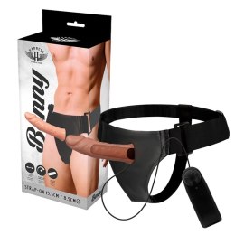 Harness Attraction Benny Hollow System z Wibratorem 15 cm beżowy