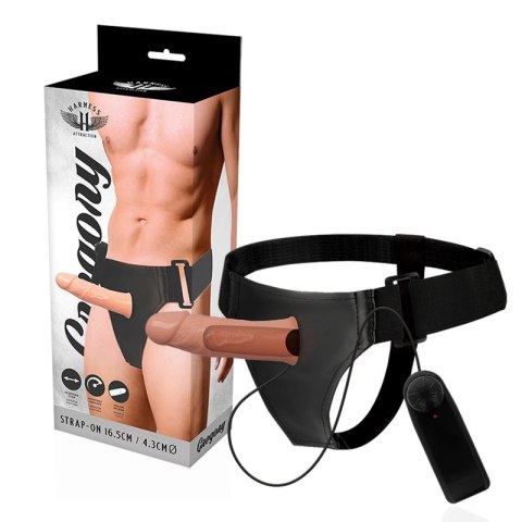 Harness Attraction Gregory Hollow - Pas intymny z wibratorem 16,5 cm, naturalny