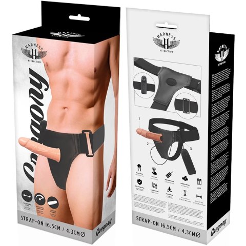 Harness Attraction Gregory Hollow - Pas intymny z wibratorem 16,5 cm, naturalny