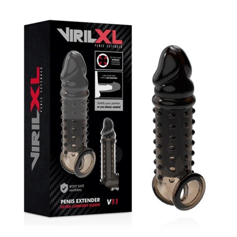 VirilXL V11 Czarny - Elastyczny rękaw intymny, powiększający rozmiar
