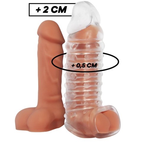 VirilXL V11 - Transparentny anatomiczny rękaw intymny z uchwytem, 13,5 cm