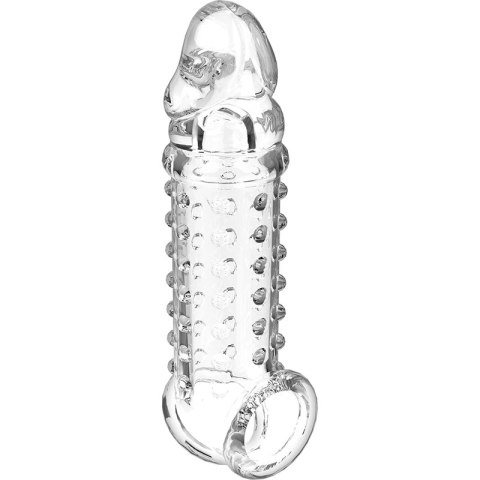 VirilXL V11 - Transparentny anatomiczny rękaw intymny z uchwytem, 13,5 cm